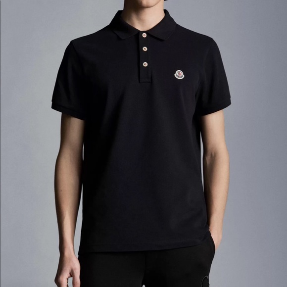 Mens Black Moncler Polo - Picture 2 of 4